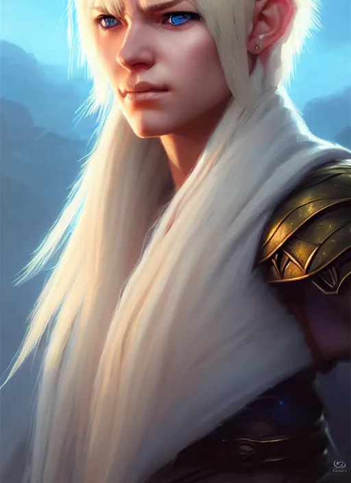 Image similar to a fantasy style portrait painting of shy white female paladin scar wound left eye with blonde hair and blue eyes, holy oil painting unreal 5 daz. rpg portrait extremely detailed artgerm greg rutkowski _ greg