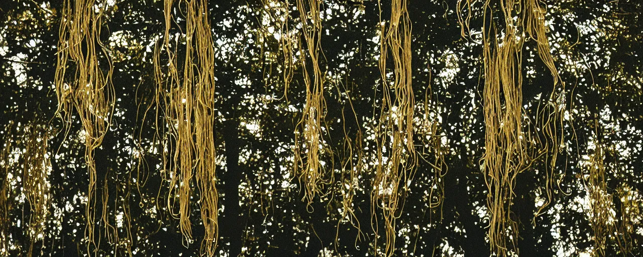 Prompt: medium shot of spaghetti growing on trees, canon 5 0 mm, cinematic lighting, photography, retro, film, kodachrome