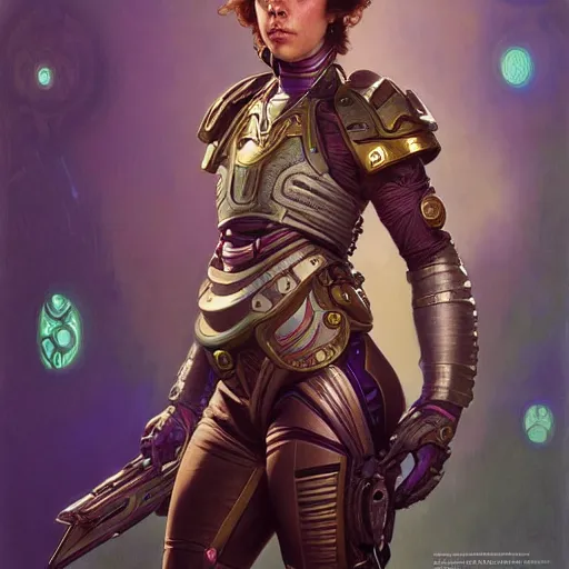 Image similar to full portrait of planetside vanu aubrey plaza, fantasy, d & d, intricate, detailed, by by alphonse mucha, adolfo hohenstein, alice russell glenny, stanley artgerm lau, greg rutkowski, detailed, trending on artstation, trending on artstation, smooth