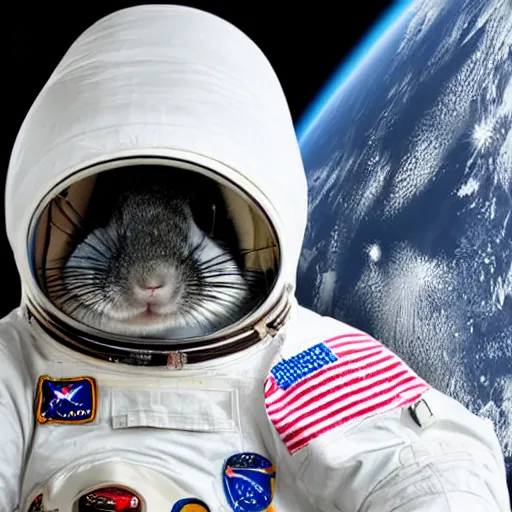 Image similar to chinchilla in a astronaut suit