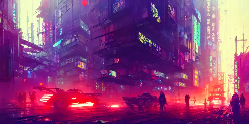 Prompt: concept art of a cyberpunk obon festival, grimy, gritty, blade runner 2 0 4 9, trending on artstation, award winning painting, cgi, art by john berkey and anton fadeev and john howe and simon stalenhag and greg rutkowski