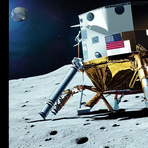 Prompt: concept art of the moon landing