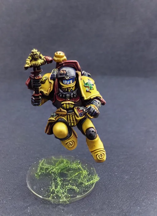 Prompt: 8 0 mm resin detailed miniature of a warhammer 4 0 k space marine running after a balloon, product introduction photos, 4 k, full body,