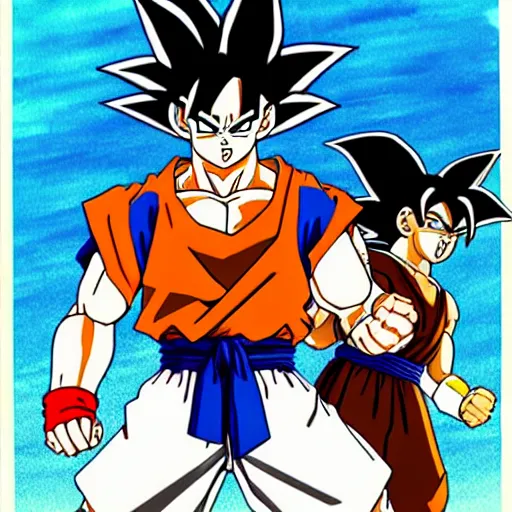 Image similar to Goku and the dragon ball character drawn by the studio ghibli art style