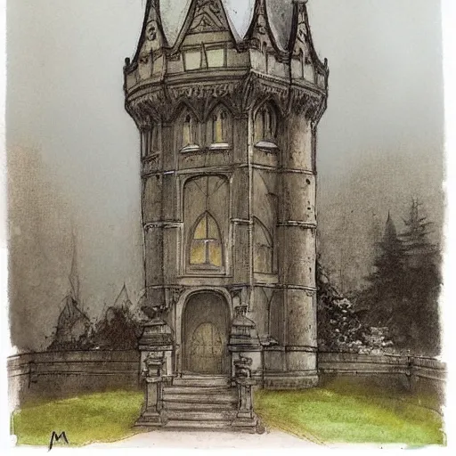 Image similar to (((((((v sketch of Gothic revival castle gatehouse))))))) . muted colors. by Jean-Baptiste Monge !!!!!!!!!!!!!!!!!!!!!!!!!!!!!!!!!!!!!!!! ((((((((((((((((((watercolor sketch))))))))))))))))))