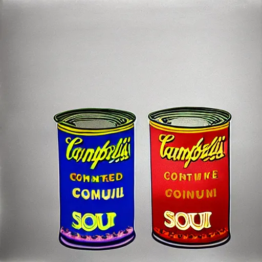 Image similar to Andy Warhol inside his soup can