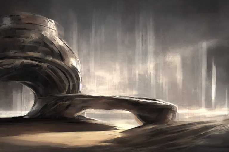 Image similar to futuristic environment with an abstract sculpture, concept art