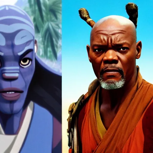 Image similar to Samuel L Jackson as a character in Avatar: the last airbender