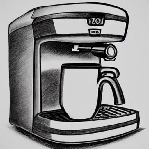 Prompt: pencil sketch of an espresso machine