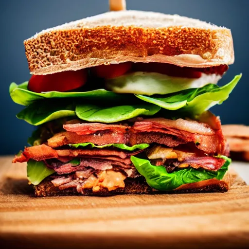Prompt: close up high resolution photo of a blt, very tasty, food photography, instagram, trending
