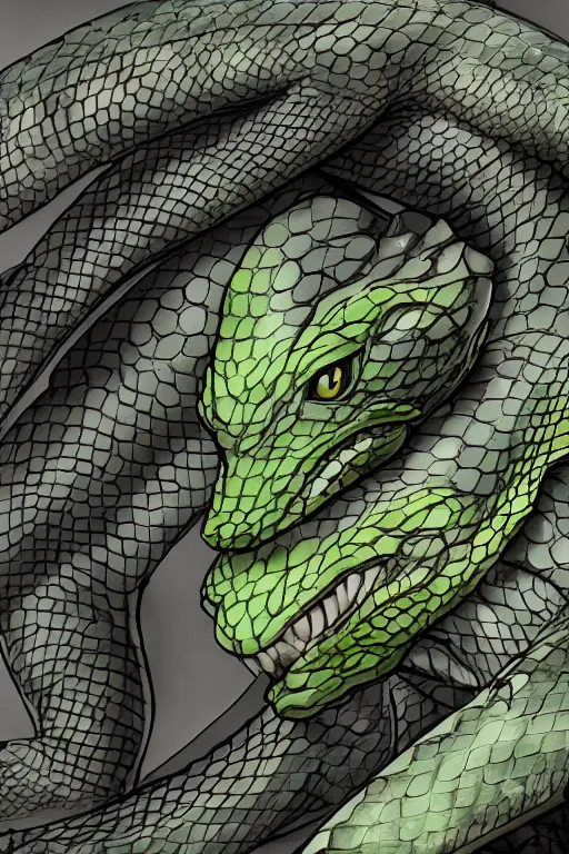 Image similar to lizardman, gray scales, anime, hd,