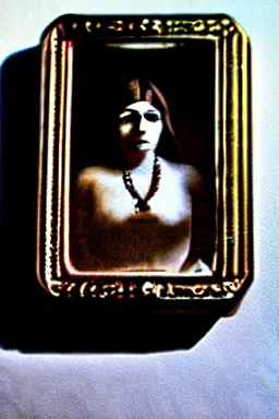 Image similar to daguerreotype of a priestess. cthulhu priestess woman.