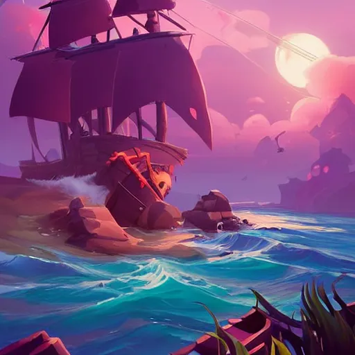 Image similar to painting mermaid treasure on sea of thieves game avatar hero smooth face median photoshop filter cutout vector, behance hd by jesper ejsing, by rhads, makoto shinkai and lois van baarle, ilya kuvshinov, rossdraws global illumination