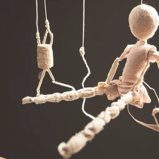 Image similar to a person connected to marionette strings