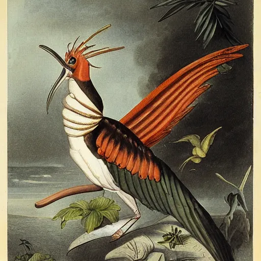 Prompt: Heteropteryx dilatata smoking a cigar, by Jan van Kessel