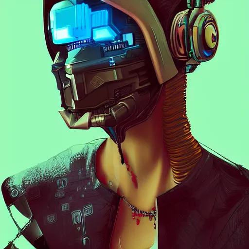 Prompt: a cyberpunk woman, wearing a TV over her head, digital art, trending on artstation