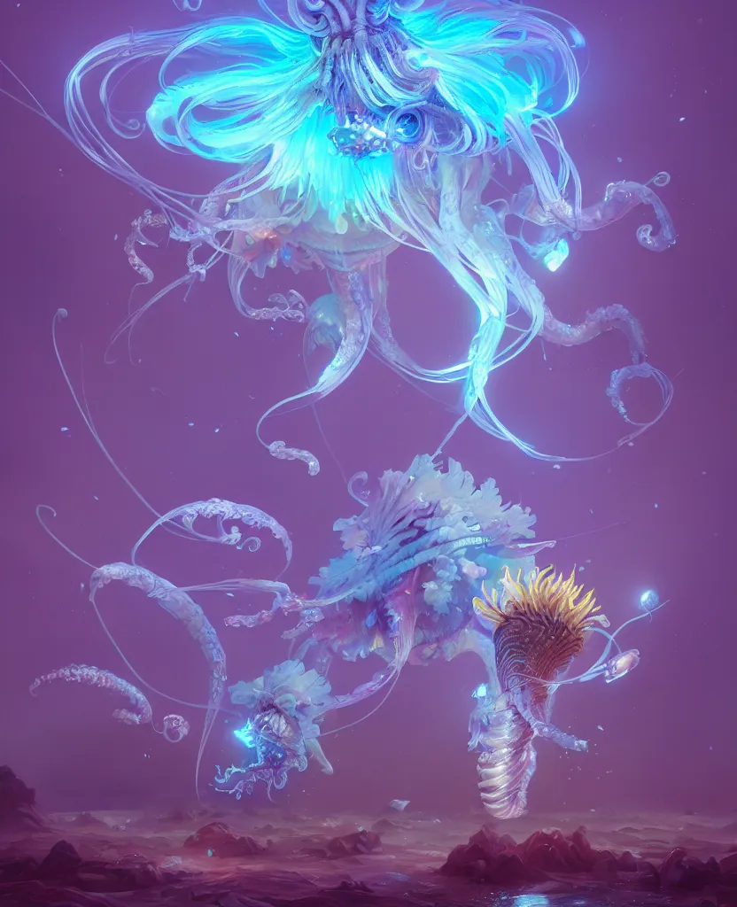 Image similar to centaur jellyfish phoenix, nautilus, orchid, bioluminiscent creatures, intricate artwork by Tooth Wu and wlop and beeple. octane render, trending on artstation, greg rutkowski very coherent symmetrical artwork. cinematic, hyper realism, high detail, octane render, 8k