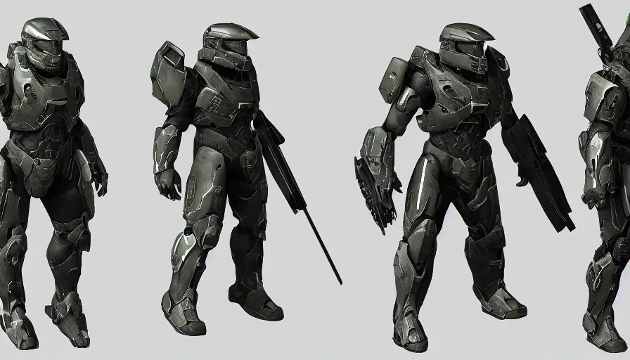 Prompt: character creation, halo spartan, battle ready, halo style, octane render