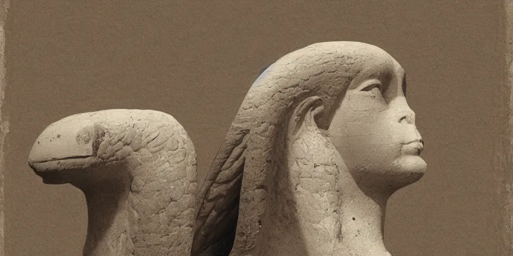 Prompt: a sphinx with a head of a eagle. Hyperrealistic photograph