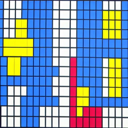 Image similar to a screenshot of tetris painted by mondrian