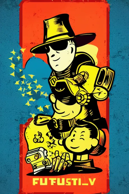 Image similar to fallout 7 6 retro futurist illustration art by butcher billy, sticker, colorful, illustration, highly detailed, simple, smooth and clean vector curves, no jagged lines, vector art, smooth andy warhol style