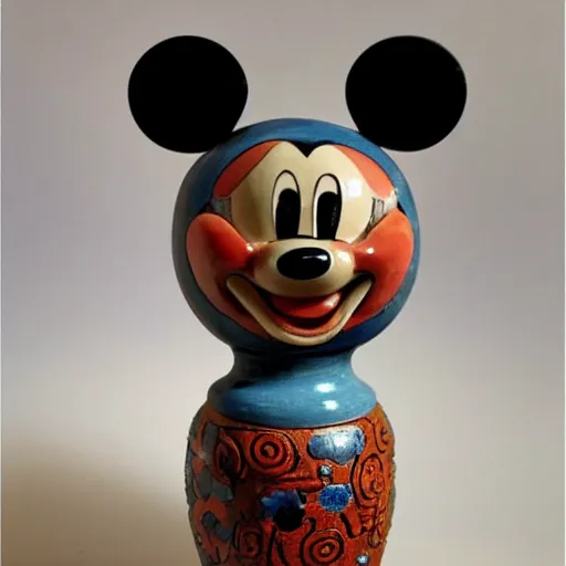 Image similar to vase work, Ancient vase art of Mickey Mouse in art style of chinese art, fragmented clay firing chinese vase with an Mickey Mouse in the style of ancient chinese art, ancient chinese art!!!!! chinese art