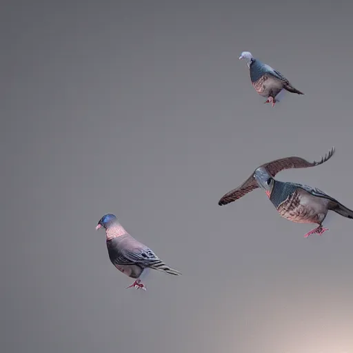 Image similar to digital art of pigeons explaining the pigeonhole principle, rendered in octane, epic lighting, trending on artstation