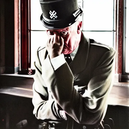 Prompt: “ provocative hitler, award winning photographer, 8 k, colorized, bright lighting ”