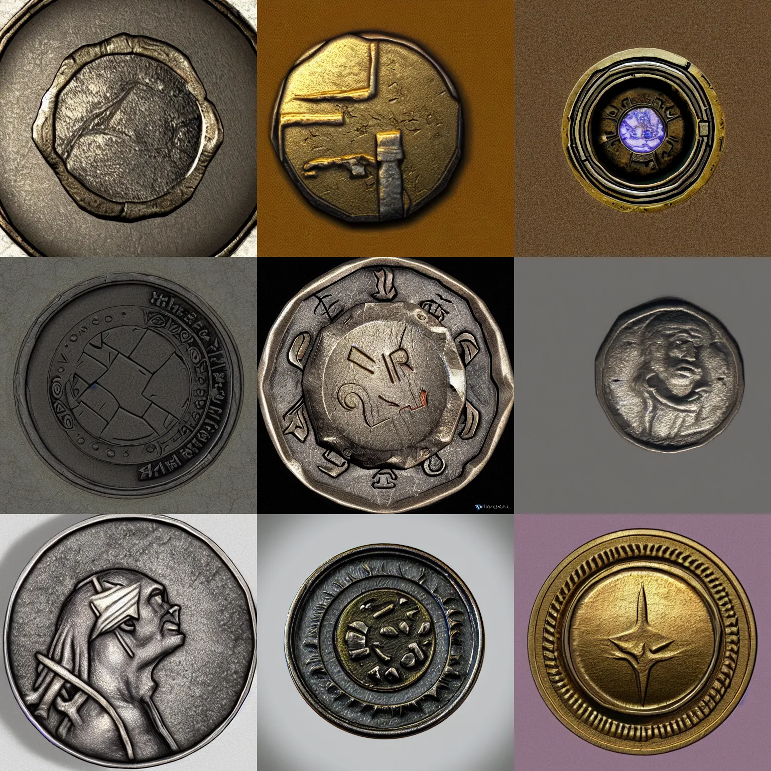 Image similar to a coin from Vvardenfell, ultra realistic, highly detailed, 4k quality photo