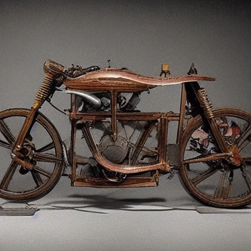 Image similar to A motorcycle designed by Leonardo Da Vinci