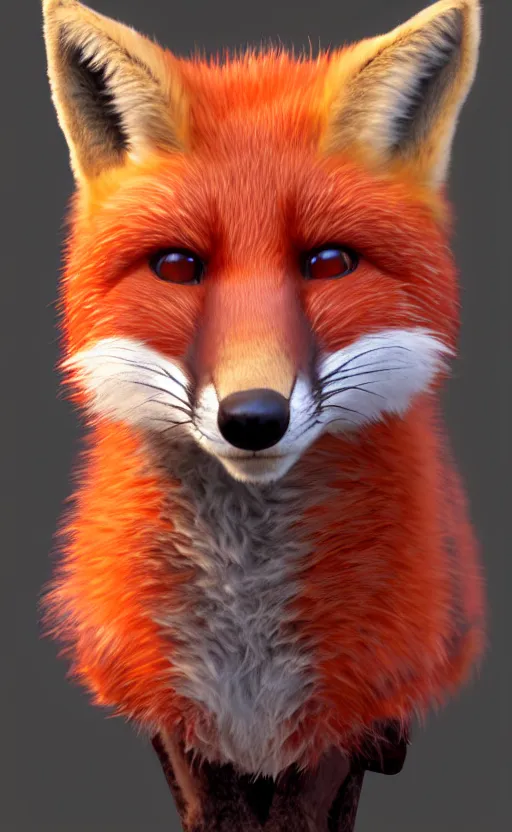 Image similar to portrait of the cutest red fox ever, fluffy, photorealistic, soft lighting, unreal engine