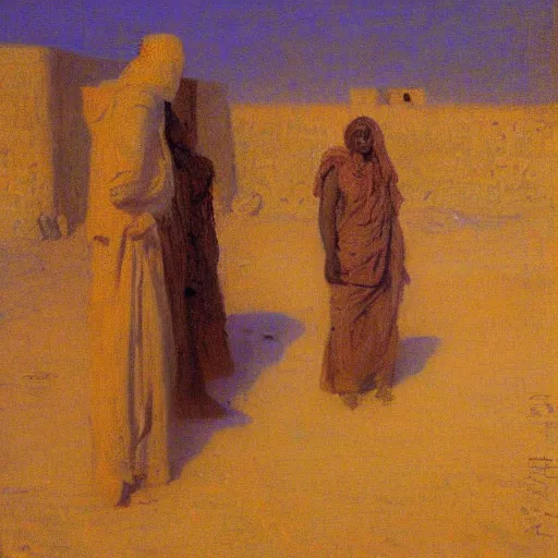 Prompt: timbuktu, by henry ossawa tanner, at sunrise