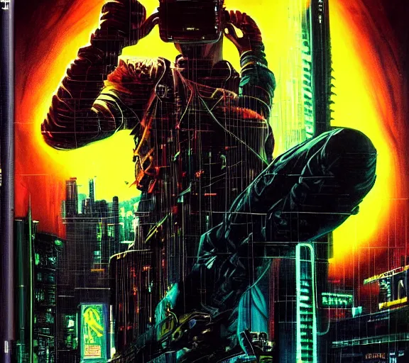 Image similar to a portrait of a cyberpunk epic Friday night firefight, Night City, cyberpunk 2077, very very coherent painting, 1979 OMNI Magazine Cover, street level neo-Tokyo in Cyberpunk 2045 style by Vincent Di Fate by mark arian by artgerm in the style of ((Gustave Dore)), 4k, 8k, HD, trending on artstation