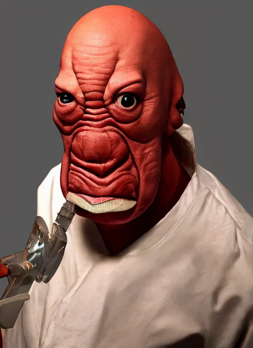 Image similar to photorealistic 3 0 0 0 ( dr. john a. zoidberg ), portrait photography feroflex photorealistic studio lighting ektachrome detailed intricate face details, ultradetails, beautiful face, realistic shaded perfect face, extremely fine details