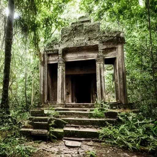 Prompt: Abandoned temple in the jungle