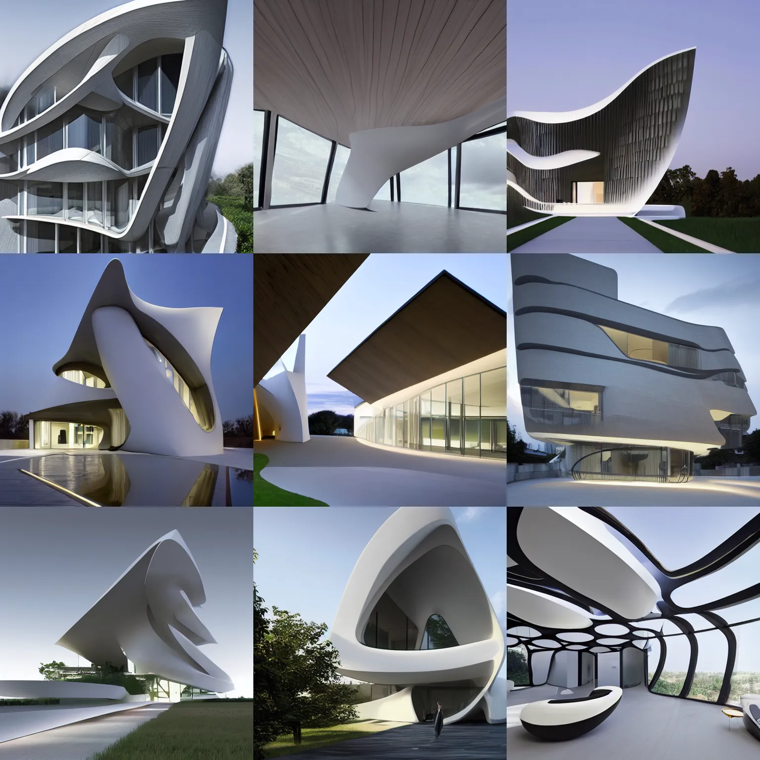 Prompt: a house by zaha hadid. lumion