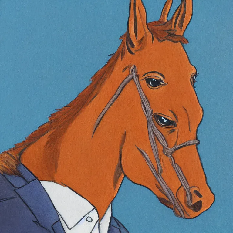 Prompt: portrait of bojack horseman, detailed painting, distance, middle centered, hd, hq, high resolution, high detail, 4 k, 8 k