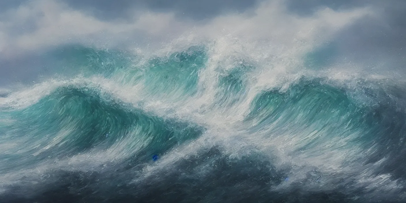 Image similar to a wave, cinematic lighting, detailed oil painting, hyperrealistic, 8k