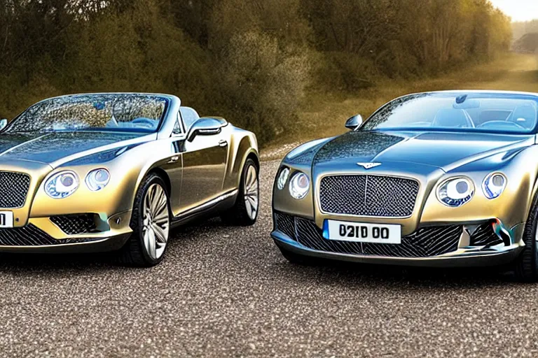 Image similar to Bentley Continental GT in shiny gold film drives along old Russian village road