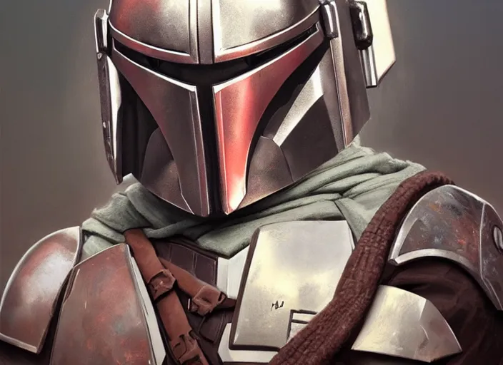 Image similar to concept art of The Mandalorian, oil painting by Jama Jurabaev, extremely detailed, brush hard, artstation, for AAA game, high quality