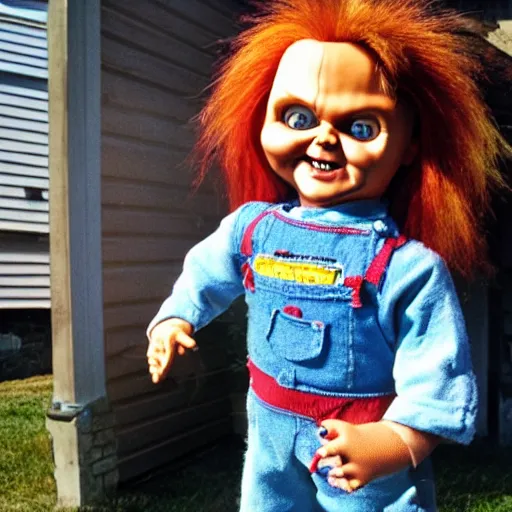 Image similar to Chucky the killer doll on sale at a garage sale