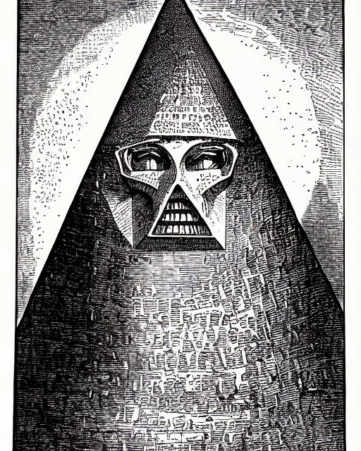 Image similar to illustration of pyramidhead from the dictionarre infernal, etching by louis le breton, 1 8 6 9, 1 2 0 0 dpi scan