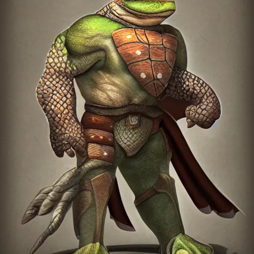 Image similar to anthropomorphic turtle hero by azamat khairov