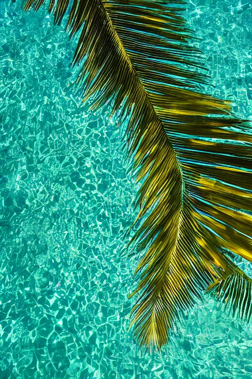 Image similar to photograph of palm leaning over crystal clear water