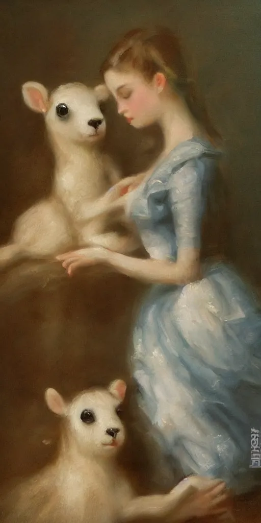 Prompt: Highly detailed and cinematic romantic period oil painting of some very cute plastic animals in pastel colors masterpiece by Josep Tapiró Baró