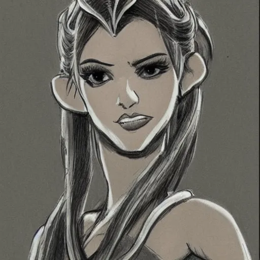 Image similar to milt kahl sketch of victoria justice with tendrils hair style as princess padme from star wars episode 3