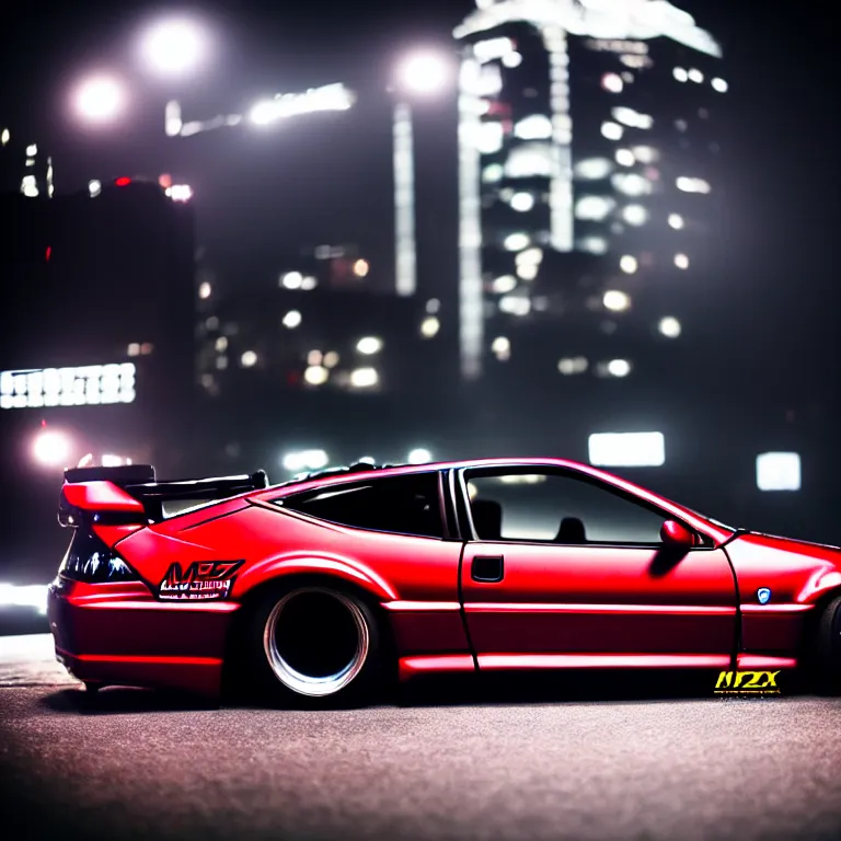 Image similar to a car 300ZX twin turbo drift at illegal car meet, Shibuya prefecture, city midnight mist lights, cinematic lighting, photorealistic, highly detailed wheels, high detail