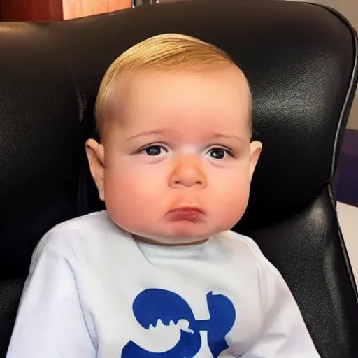 Prompt: baby with a mike pence haircut