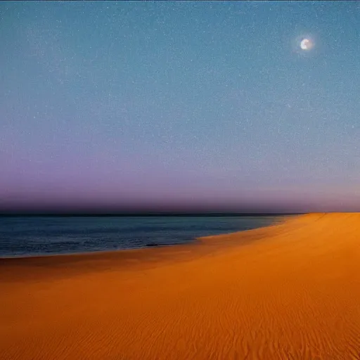 Image similar to the night sun illuminates the shores of the sea desert