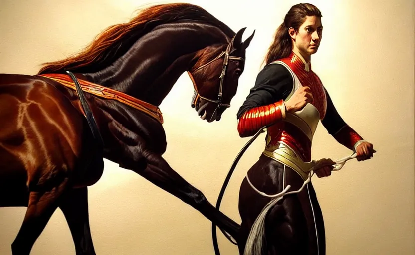 Prompt: a resplendant impressive portrait of a noble horse rearing up. fantasy art, alex ross, heroic lighting, very very very beautiful raytraced rendering